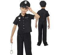 Child New York Cop Costume Policeman Boys Book Week Day Fancy Dress Outfit + Hat