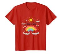 Child of God Christians for Kids Rainbow Sunshine Clouds T-Shirt, Kids, Red, 12 Years