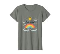 Child of God Christians for Kids Rainbow Sunshine Clouds T-Shirt, Women, Olive Heather, S