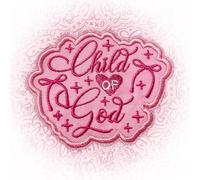 Child of God Patch 3 Inches Funny Bow Girly Christian Heart Religious, Iron On/Sew On Embroidery Fabric Applique Patches for Backpack, Vest, Hat, Dog Harness, Military Uniforms Gifts for Mom Dad