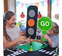 Child Parking Signs - 10 Pack Traffic Stop Go Signs With Handles | Double-Sided Traffic Light Pedestrian Crossing Warning Guardrails Road Sign | Traffics Safety Sign - Children's Traffics Education St