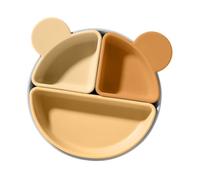 Child Plates With Suction Portable Multifunctional Creative Cartoon Grid | Food Grade Silicone Suction Plates for Home Outdoors Travel Picnic Lightweight Easy Clean Stackable Child