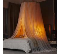 Child Princess Dome Mosquito Net Double Bed Canopy, Shading Cloth Hanging Bed Tent Multifunction for Single to King Size Beds Ideal for Bedroom Decorative-Yellow