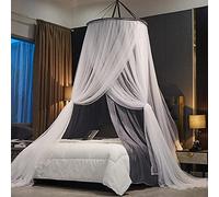 Child Princess Dome Mosquito Net Double Bed Canopy, Shading Cloth Hanging Bed Tent Multifunction for Single to King Size Beds Ideal for Bedroom Decorative-Gray