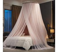 Child Princess Dome Mosquito Net Double Bed Canopy, Shading Cloth Hanging Bed Tent Multifunction for Single to King Size Beds Ideal for Bedroom Decorative-Pink