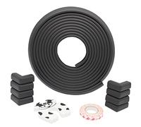 Child Proof Baby Proof Edge and Corner Guards with Door Stop | 6 Meters + 8 Corners | Furniture Edge Protection Safety Pack | Easy Installation and Long-Lasting | Non-Toxic, Black