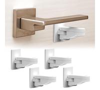 Child Proof Door Lever Locks, 4-Pack Door Handle Locks with Adhesives for Baby, No Drilling, Deter Pet Opening The Door, Kids and Toddler Safety Door Handle Lock, Easiest Use (White, 4 Pack)