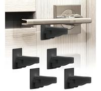 Child Proof Door Lever Locks, 4-Pack Door Handle Locks with Adhesives for Baby, No Drilling, Deter Pet Opening The Door, Kids and Toddler Safety Door Handle Lock, Easiest Use (Black, 4 Pack)