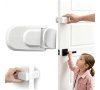 Child Proof Door Lock for 3.5cm Interior Doors, Snap-On Baby & Pet Safety Latch, Tool-Free Instant Install, Damage-Free Rental Friendly, Easy Adult Manual Thumb-Turn Unlock(1 pcs)