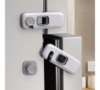 Child Proof Refrigerator Lock 6 Pack - Baby Safety Fridge Door Lock, Easy Install Adhesive Appliance Locks, No Drill Freezer Cabinet Locks for Toddlers, Kitchen Safety (Grey)