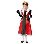 Smiffys Queen of Hearts Costume, Red Dress & Headband, Girls Fancy Dress, Storybook Character Dress Up Costumes