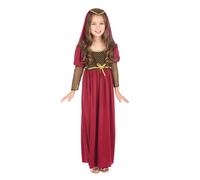 Child Red Juliet Medieval Lady Maiden Fancy Dress Costume
