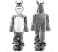 Child’s Nativity Donkey Costume - Grey All-in-One Jumpsuit with Donkey Head Hood - Kids Christmas Nativity Play Fancy Dress Outfit for School Performances, Church Plays and Festive Dress-Up