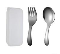 Child Safe Portable Cutlery Set Mini Stainless Steel Spoon & Fork for Little Hands (black)