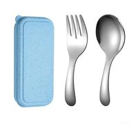 Child Safe Portable Cutlery Set Mini Stainless Steel Spoon & Fork for Little Hands (silver)
