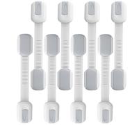 Child Safety Cabinet Strap Locks - OKEFAN 12 Pack Baby Proofing Adhesive Latches for Kids Drawer Cupboard Dishwasher Fridge Oven Door No Drill (Grey)