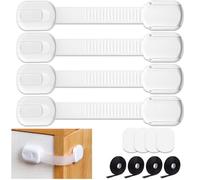 Child Safety Cupboard Locks Adjustable Baby Proof Cupboard Lock Self Adhesive Strap Latches for Fridge, Cabinets, Drawers, Dishwasher, Toilet-4Pack