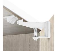 Child Safety Locks, 12 Pack Child Safety Cupboard Locks, Invisible and Unlocked Design, No Tools or Drilling Needed, Baby Cabinet Locks for Kitchen Cabinets and Drawers Latches (White)