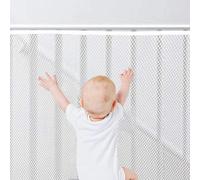 Child Safety Net, 2mx 79cm Durable Outdoor Balcony Banister Stairs Guard Protective Netting for Kids Baby Toys Pets, Easy to Install and Use with More Ropes Ties, Sturdy Mesh Rail Guard (White)