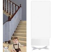 Child Safety Net Banister Guard - 300×78cm Stairs Protective Netting, White Sturdy Stairway Railing Fence Mesh, Balcony Netting Patios Safe Rail Net, Balcony Protection Net for Baby Child Kid Pet Toy