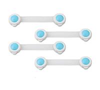 Child Safety Strap Locks, 4 Pcs Baby Proofing Cabinet Locks with Strong Adhesive, Multi-Purpose Safety Cupboard Door Lock for Cabinets, Drawer, Fridge - Blue