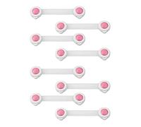 Child Safety Strap Locks, 8 Pcs Baby Proofing Cabinet Locks with Strong Adhesive, Multi-Purpose Safety Cupboard Door Lock for Cabinets, Drawer, Fridge - Pink