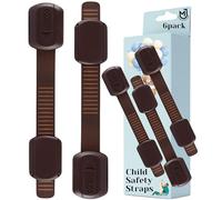 Child Safety Straps Premium Baby Proofing Door & Cupboard Locks | 30 Second Install | No DIY | Smart Unlock - Many Colors to fit All Rooms (Brown, 6)