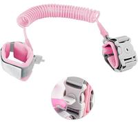 Child Safety Wrist Strap 2.5M with Key Lock, Anti Lost Toddler Wrist Link, 360° Swivel Leash with 304 Stainless Steel Cable, Adjustable Child Reins for Travel, Shopping, Parks & Crowds (Pink)