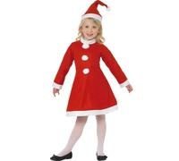 Smiffys Santa Girl Costume, Red with Dress & Hat, Christmas Children's Fancy Dress, Santa Dress Up Costumes