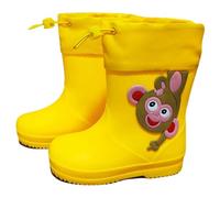 Child Shoes WelliesUnisex Children BootsWaterproof and slip rubber material Drawstring cuff design Cute cartoon patterns Lightweight outdoor rain boots (2-Yellow, 1)