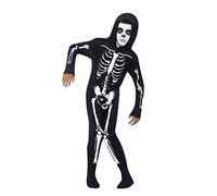 Child Skeleton Costume All In One with Hood Halloween Outfit and Face Paint