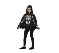 Smiffys Skeleton Kit, Black & White with Poncho & Gloves, Halloween Child Fancy Dress, Skeleton Dress Up Accessories