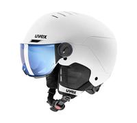 Ski helmet with visor Uvex ROCKET JUNIOR VISOR (WHITE BLACK MAT - S2 MIRROR BLUE) Junior