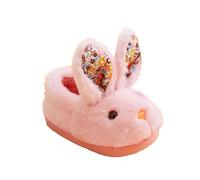 Child Slippers Infant Toddler Cute Autumn and Winter Girls Slippers Flat Bottom Soft Warm and Comfortable Solid Color Cartoon Bunny Shape Kids Slippers Size 13 (Pink, 7 Toddler)
