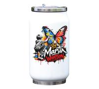 Child Spray Painting Vibrant Butterfly Vacuum Insulated Thermal Beverage Can Bottle White