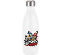 Child Spray Painting Vibrant Butterfly Vacuum Insulated Thermal Water Bottle White