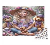Child Teddy Bears Garden 1000 Pieces Jigsaw Puzzle for Adults, Recycled Cardboard, Non-Reflective Paper, Girl Teddy Dogs, Fun Family Activity, Improves Memory & Focus for Puzzle Lovers 52x38cm/1000pcs