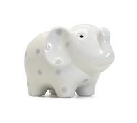 Child to Cherish Ceramic Elephant Piggy Bank, Gray Polka Dots