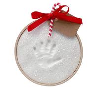 Child to Cherish Glitter Baby Handprint First Christmas Ornament Kit with Wooden Ring