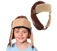 Child VE Day 1940s Aviator Hat Ww2 Pilot Fancy Dress Cap Distressed Leather Look Fancy Dress Accessory (Child Size) - Pack Of 1