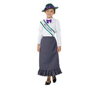 Child Victorian Suffragette Girl Fancy Dress Party Costume