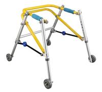Child Walker Trainer Auxiliary Standing Frame Aluminum Alloy Four Wheel Lightweight Walker Five Height Adjustment with Foam Armrest for Kids Cerebral Palsy Child Rehabilitation Training
