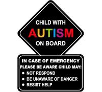 Child With Autism On Board Car Decal Sticker 7" x 5" Autism Awareness Neurodivergent Car Van Window Black