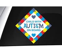Child with Autism On Board for Boys & Girls - Vinyl Printed Sticker - Awareness & Informational Sticker for Emergency Services (Child, Pink)