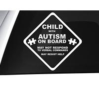 Child with Autism On Board Safety Sticker - Autism Awareness Printed Sticker For Vehicles - Emergency Services Warning Car Sticker (BLUE)