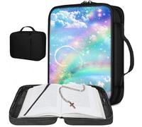 Child/Women's Bible Cover, Small Bible Cover, Church Bag Bible Protective with Handle and Zippered Back Pocket, Cute Sturdy Bible Case Holder Church for Girls Catholic Christian Gift, Rainbow Sky