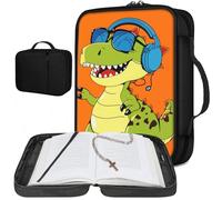 Child/Women's Bible Cover, Small Bible Cover, Church Bag Bible Protective with Handle and Zippered Back Pocket, Cute Sturdy Bible Case Holder Church for Girls Catholic Christian Gift, Dinosaur
