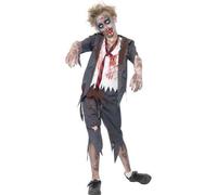 Child Zombie School Boy Uniform Halloween Fancy Dress Costume and Face Paint