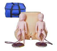 Childbirth Simulator Twin Birth Skills Training Mode, Advanced Midwifery Training Model with 2 Fetal Model & 2 Umbilical Cord & 2 Placenta for Practicing Midwifery