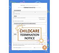 Childcare Termination Notice: Contract Cancellation Forms Logbook for Daycare Service | 60 Forms, 120 Single-Sided Pages